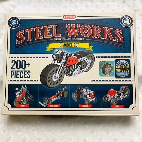 Schylling Steel Works Construction Set-5 Model Set-200+ Pieces, NEW, SEALED - Picture 1 of 6